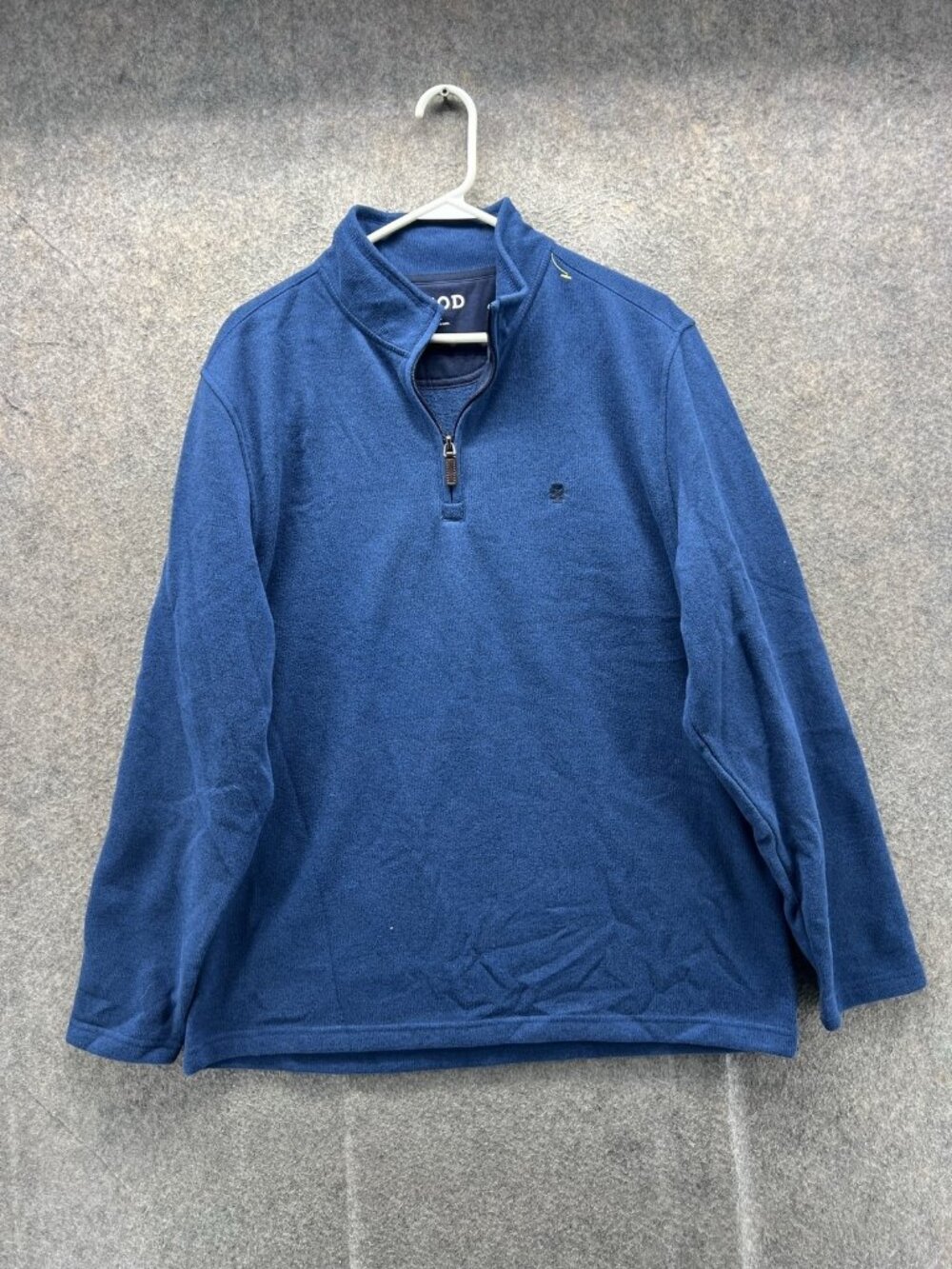IZOD Sweater Men Large Blue 1/4 Zip Mock Neck Knit Pullover Casual Logo